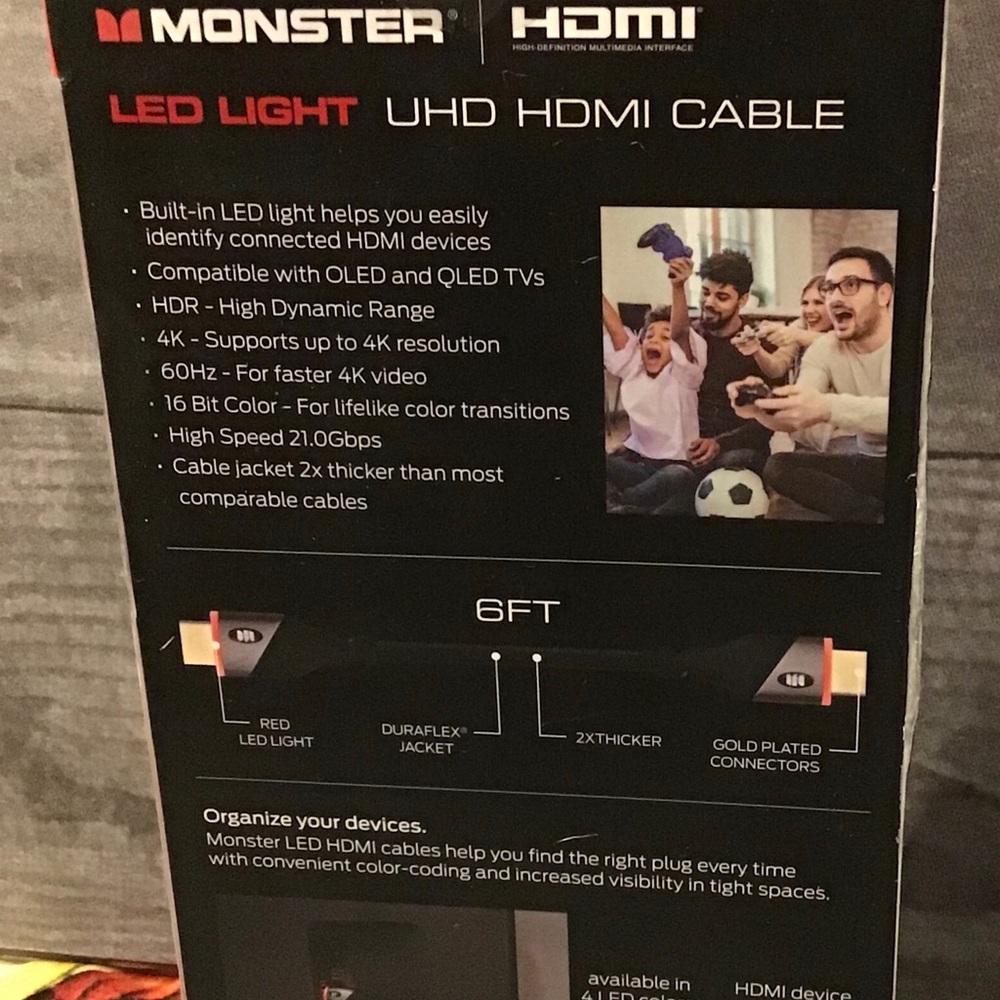Monster HDMI Red LED 6ft - Picture 2 of 3
